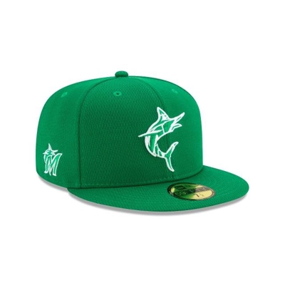 Green Miami Marlins Hat - New Era MLB St Patricks Day 59FIFTY Fitted Caps USA2014673